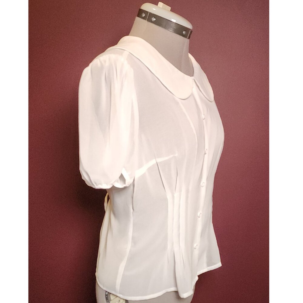 White Chiffon Blouse - Peter Pan Collar - Dolls Kill Size L - Picture 4 of 9